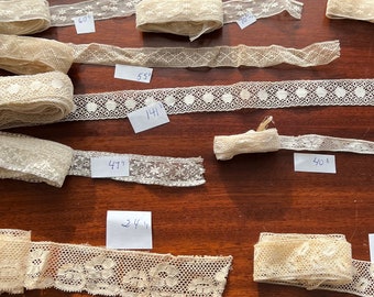 Lot of Antique Lace Trim , Approx  19 Yards, Antique Lace Trims for Dress, Projects or Dolls