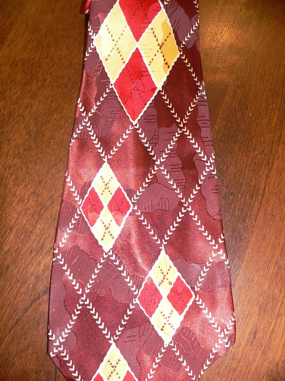 1940's wide Rayon Tie with Diamond Pattern by Wem… - image 5