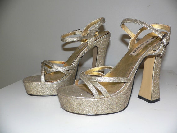 gold glitter platform shoes