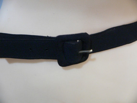 Vintage 1940's - 50's Black Belt with Gold and Rh… - image 4