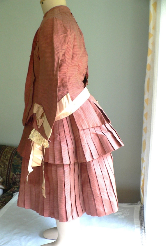 Antique 1880s Child Silk Bustle Dress - image 2