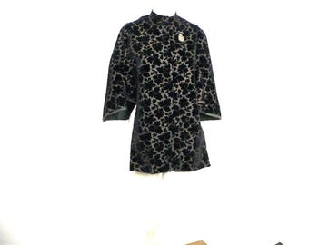 Victorian Cut Velvet Mantle Cape. with Filagree Scent Bottle Pin