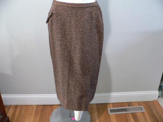 1950's Brown Tweed Straight Skirt by Sportempos, … - image 1