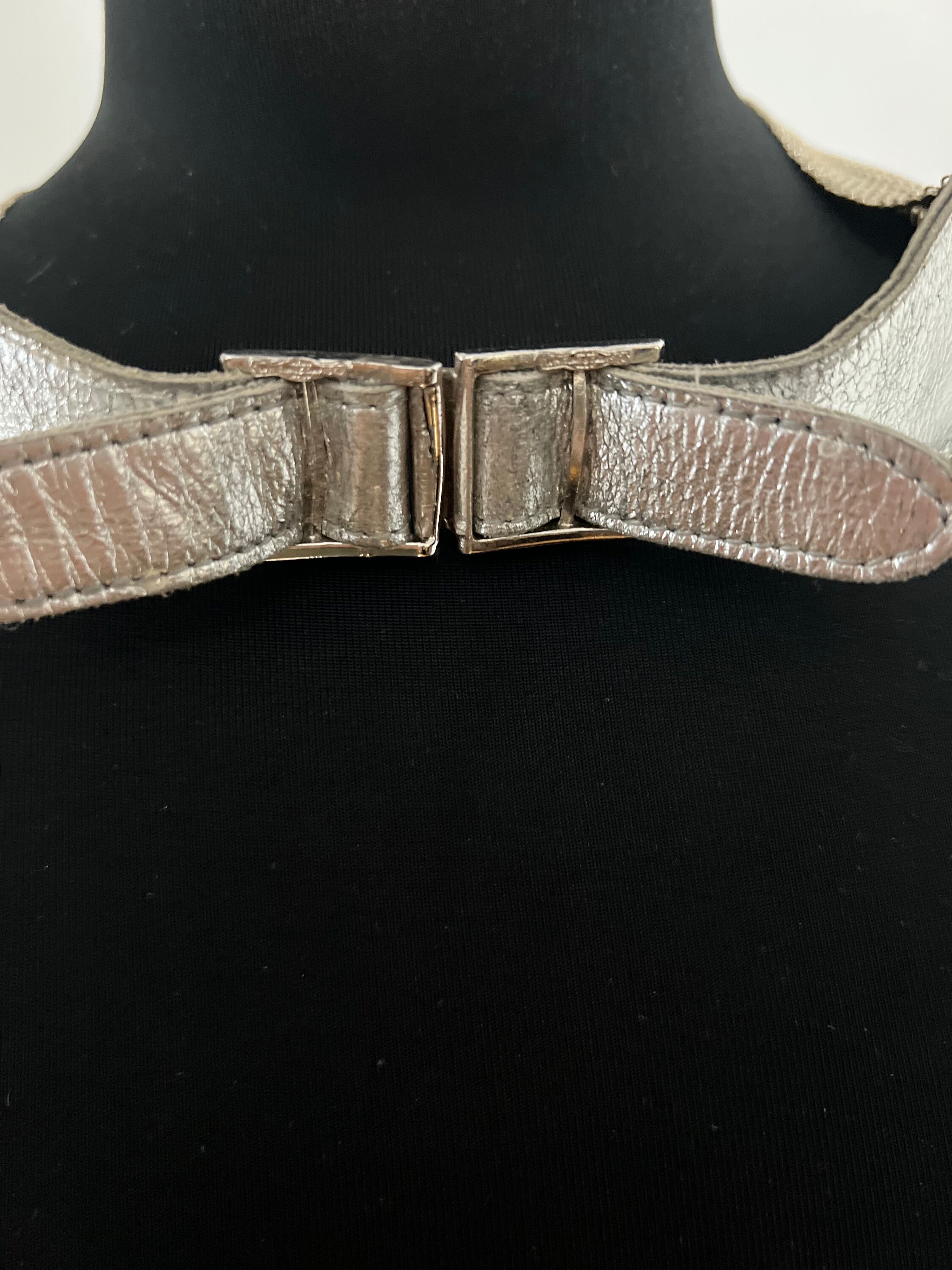 Whiting & Davis • Vintage Silver Tone Mesh Leather Belt Vintage Silver Whiting Davis Leather and Mesh Belt - Etsy main image 3