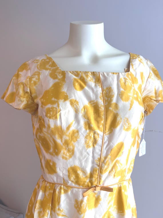 1950s - 60's Yellow Rose Print Dress - image 6