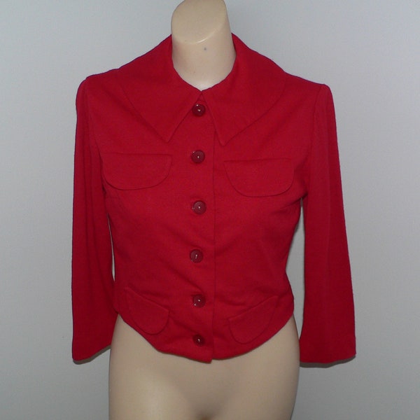 1950's Red Crop Top Jacket, Amerique Label, Vintage 1950s Red Jacket