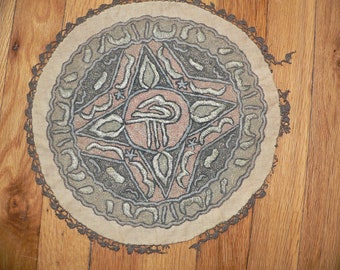 Napperon rond brodé ottoman antique /Rond avec fils métalliques et tugra
