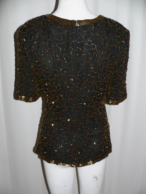 Vintage 1980's Stenay Silk Blouse with Amber and … - image 4