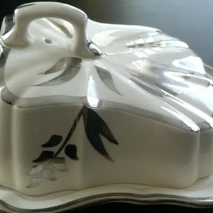 Vintage Antique Sandland Ware Silver Luster Covered Butter / Cheese Dish,  Staffordshire , England