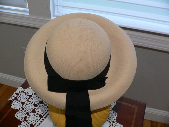 1940's Ladies Panama Hat with Black Grosgrain Ban… - image 5