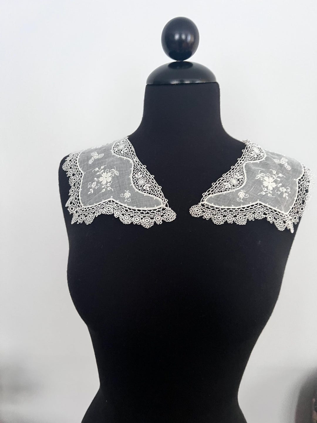 Antique White Chemical Embroidered Lace Collar - 3 - Etsy Hong Kong