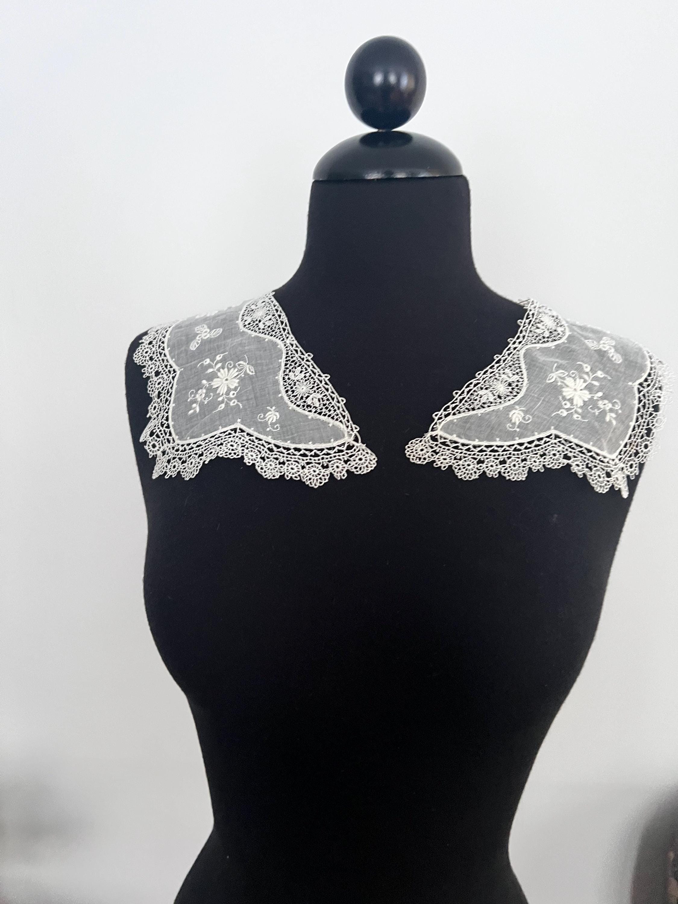 Antique White Chemical Embroidered Lace Collar - 3 - Etsy Hong Kong