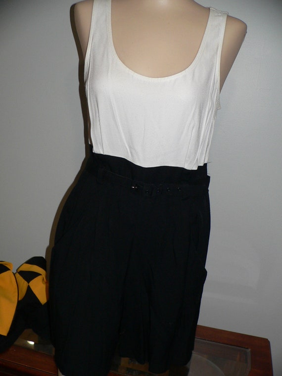 1980's 2 PC Colorblock Romper Colorblock Coulotte… - image 7