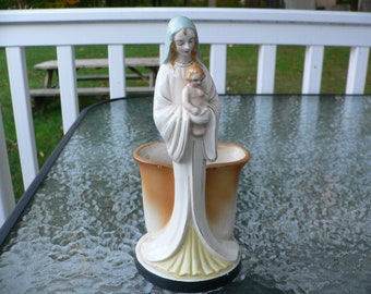 Vintage Mary and Baby Jesus Vase , Made in Japan