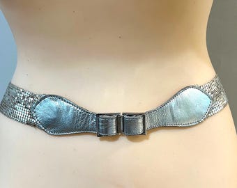 Ceinture Davis Silver Whiting vintage en cuir et résille