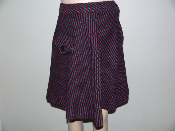 Child's 1950's Wool Red, Blue Black Tweed Skirt, … - image 8