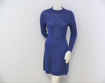 1970's Navy Knit Mod Dress by Young East