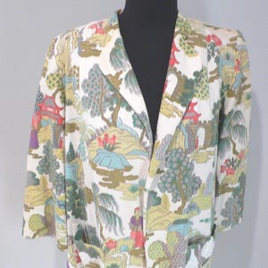 50er Jahre Chinoiserie Barktuch Swing-Mantel / Jacke / Blazer von Gabar NY