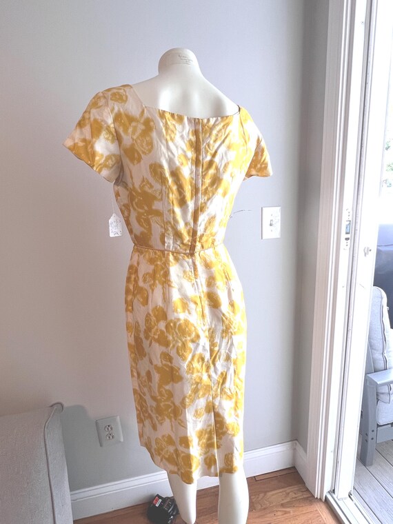 1950s - 60's Yellow Rose Print Dress - image 3