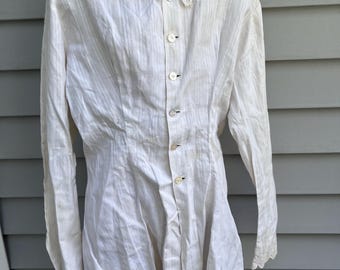 Antique 1870's - 80's Bustle Back White Cotton Jacket