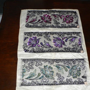 Antique 1920&#39;s Beaded Art Deco Trim  Flapper Applique 15 X 6 Inches With Tag- Price for 1