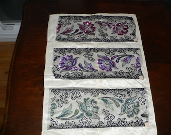 Antique 1920's Beaded Art Deco Trim  Flapper Applique 15 X 6 Inches With Tag- Price for 1