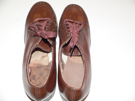 1940s Boys Red Goose Shoes , Brown With Laces, Ne… - image 5
