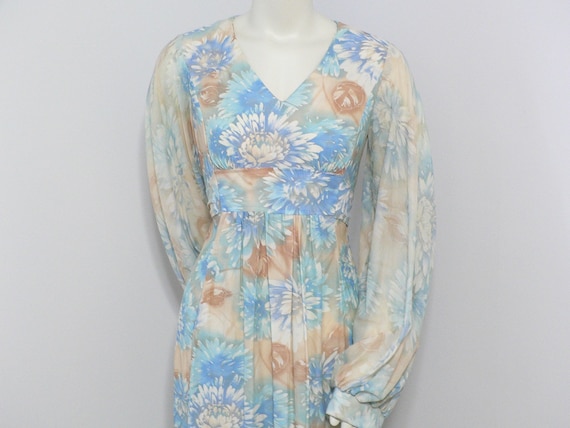 1960's -1970's Maxi Dress with Empire Waist and Bi