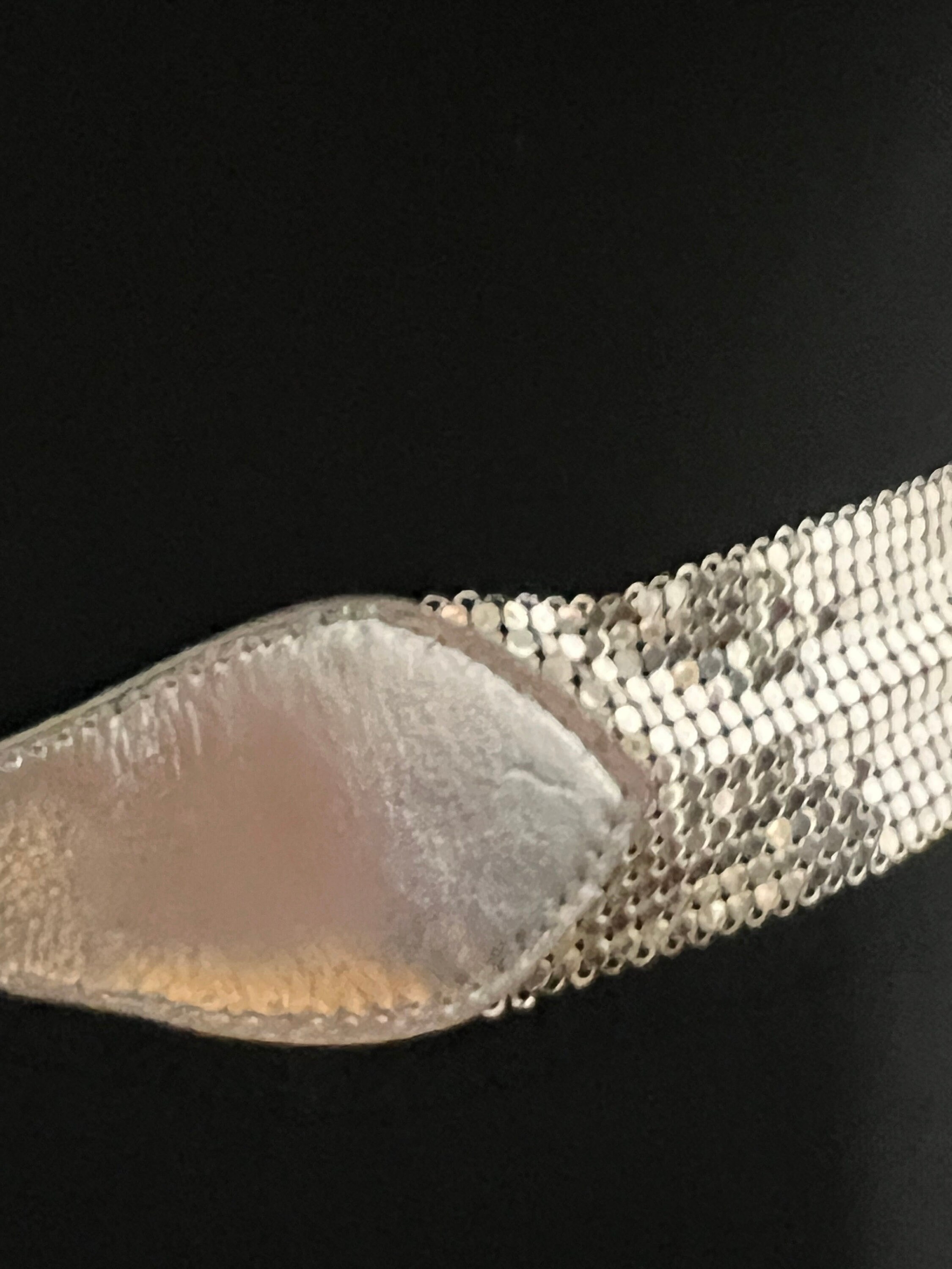 Whiting & Davis • Vintage Silver Tone Mesh Leather Belt Vintage Silver Whiting Davis Leather and Mesh Belt - Etsy main image 2