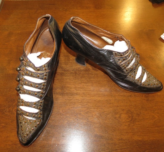 Ewardian Beaded Shoes by Sorosis Copper beaded Edw