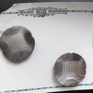 2 Antique Mother of Pearl Buttons, Gray Flower Shaped MOP Buttons over 1 Inch