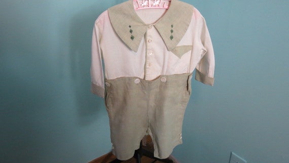 1920s - 1930s Boys Shorts Set /Romper with Pearl B