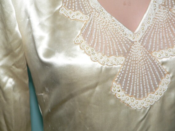 1930s Silk Charmeuse Wedding Dress with Beaded Neckl… - Gem