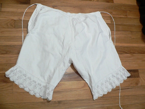Edwardian's White Brushed Cotton Pantaloons with E
