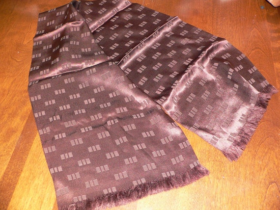 Vintage Men's Brown Satin Neck Scarf - image 1