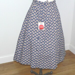 1960's - 1970's Serbin Calico Print Skirt with Drawstring and Tie at Waist XS , New With Tags