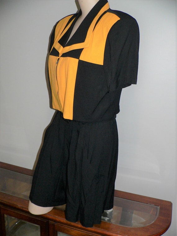 1980's 2 PC Colorblock Romper Colorblock Coulotte… - image 6
