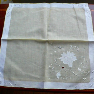 Vintage Yellow and Cream Madeira Embroidered Hankie