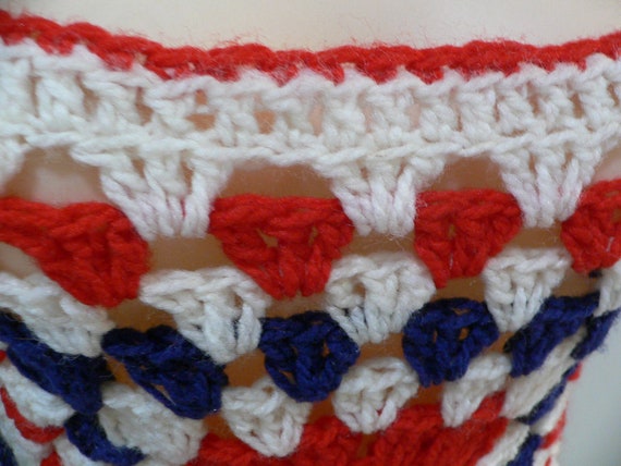 Vintage Handmade 1960's Red, White, Blue Hippie V… - image 9