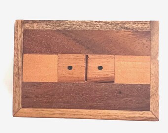 Vintage Domino Box with  Inlaid Handmade Wooden Box and Wooden Dominoes