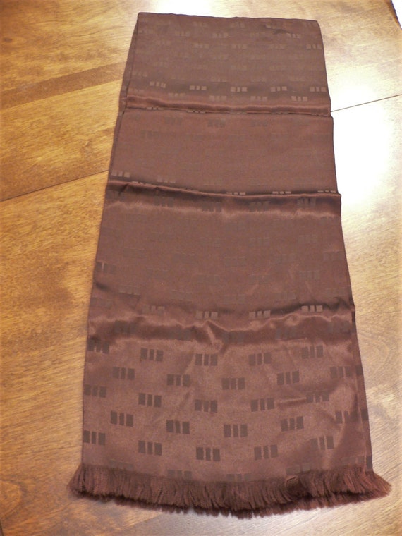 Vintage Men's Brown Satin Neck Scarf - image 5