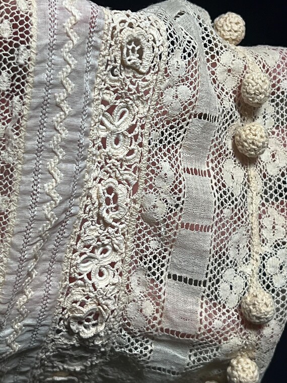 Antique 1900s Dickie Beige Embroidered with Mixed… - image 4