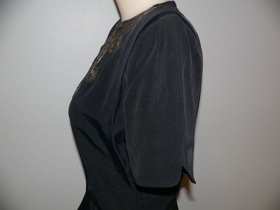 1940's Black Faille Peplum Blouse with Sequins an… - image 6