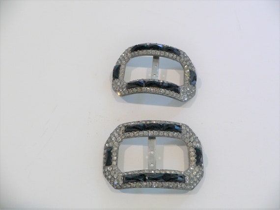 Pair of 1900 - 1920 Rhinestone and Jet Bead Art D… - image 3