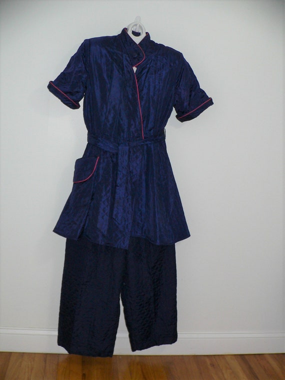 1940's Quilted Hostess PJ's, 40's Navy Quilted Lou