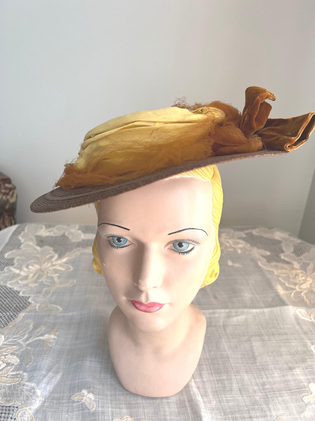 Ancienne Paille à Chapeaux – 5 Mètres, Couleur écru, Années 30, Parfait état