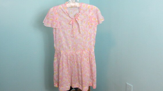 1920s Girl's Printed Cotton Dress wih Dropped Wais