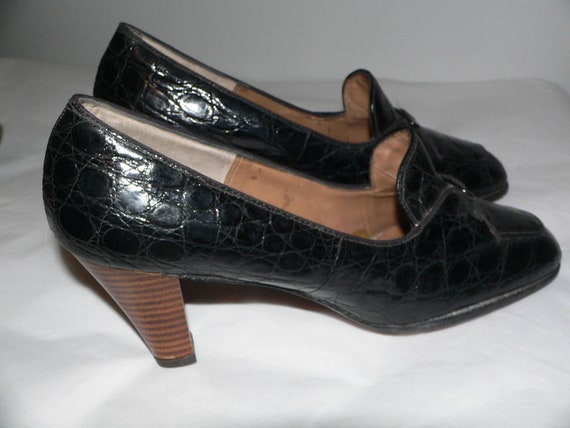 1960's Saks 5th Ave Pacelle Faux Black  Alligator… - image 2