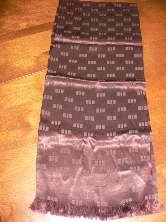 Vintage Men's Brown Satin Neck Scarf - image 6