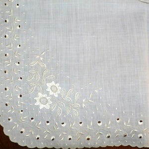 Antique Bridal Wedding Handkerchief with Silk Embroidery